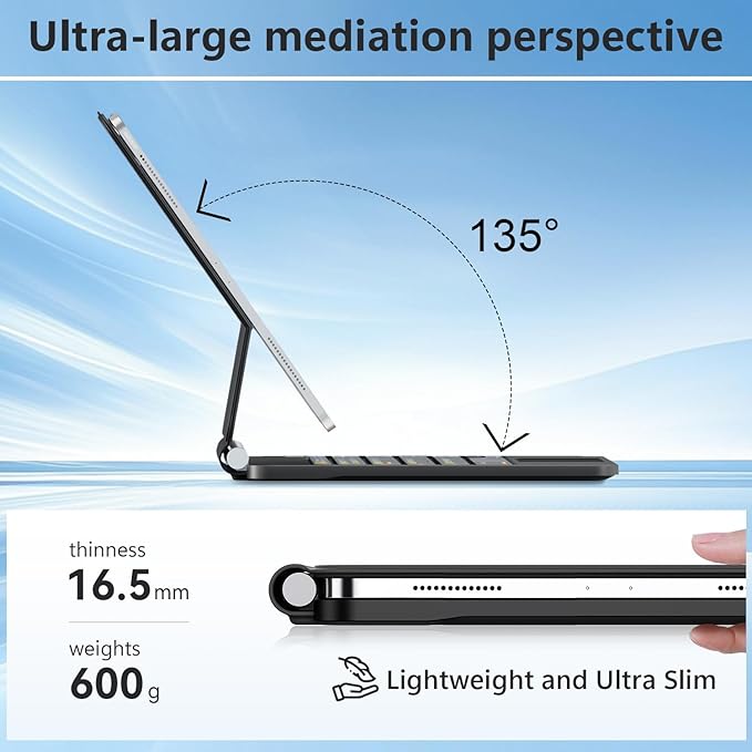 Keyboard Case for iPad Air 13 inch (M3 2025/M2, 2024),iPad Pro 12.9 inch (3/4/5/6th Gen) Magic Magnetic Backlit Keyboard Case with Multi-Touch Trackpad- Easy-Set Floating Cantilever Stand (Black)