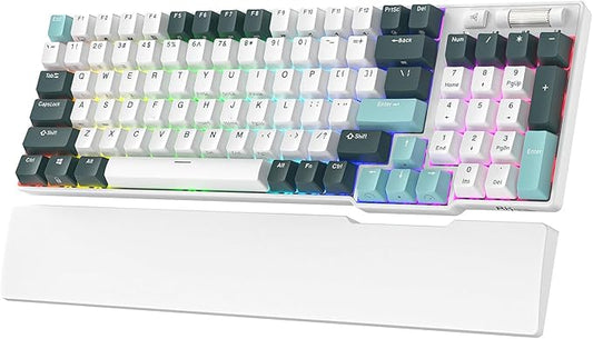 RK ROYAL KLUDGE RK96 RGB Limited Ed, 90% 96 Keys Wireless Triple Mode BT5.0/2.4G/USB-C Hot Swappable Mechanical Keyboard w/Wrist Rest, Software Support & Massive Battery, RK Yellow Switch