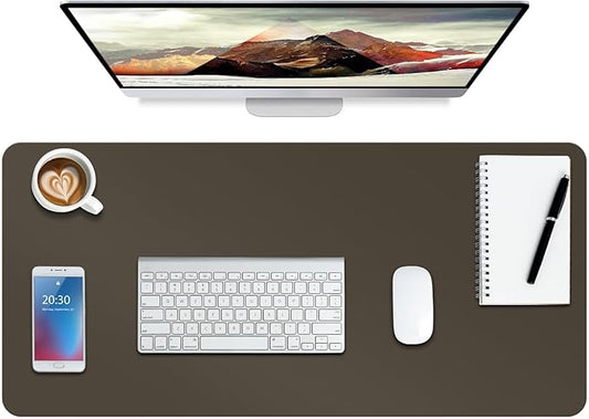 Boutilon Leather Desk Pad Protector,Non-Slip Mouse Pad,Laptop Desk Pad,Office Mouse Mat,Waterproof Leather Desk Blotter,Desk Writing Pad for Office and Home (L-Coffee,35"x 17")