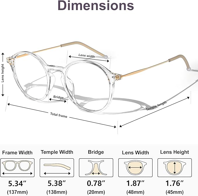 VISOONE Round Lightweight Blue Light Blocking Glasses Women Men Fashion Cute Thin Eyewear Niko