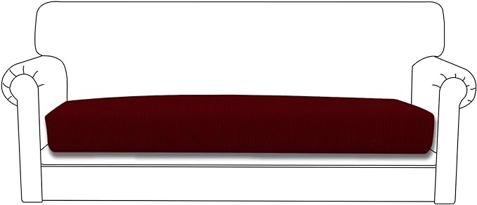 Easy-Going Stretch Cushion Cover Sofa Cushion Furniture Protector Sofa Seat Sofa slipcover Sofa Cover Soft Flexibility with Elastic Bottom(Oversized Sofa Cushion, Wine)