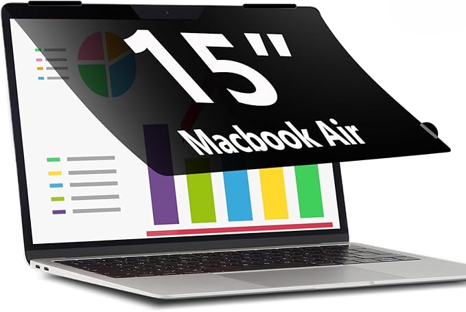 Privacy Screen for MacBook Air 15 Inch (2023-2025, M2, M3, M4) | Removable Flip Over Laptop Privacy Shield | Anti-Glare | Eye Protection| Aniti Spy | Blue Light Reduced Protector