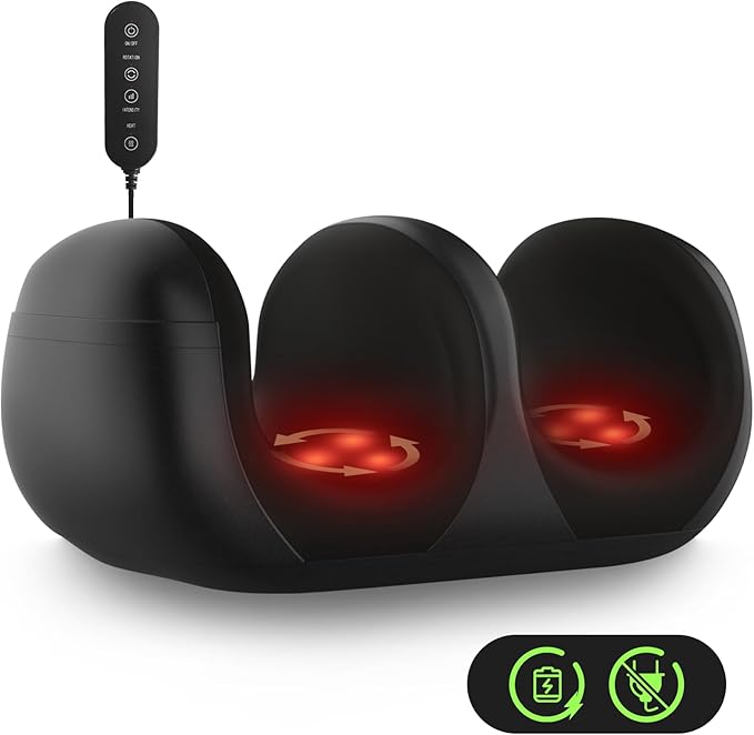 Foot Massager, Shiatsu Foot Massager with Heat, Rechargeable Calf Massager, Massage Calf, Deep Kneading Massage for Home and Office, Gifts for Women, Men, Dad, Mom