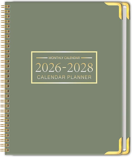 Monthly Planner 2026-2028 Hard Cover with Metal Corner 3 Year Calendar 2026-2027-2028 Monthly Calendar Planner 36 Months from Jan 2026-Dec 2028,Large Size 8.5 x 11 Gradient Black for School, Office, Home Planning