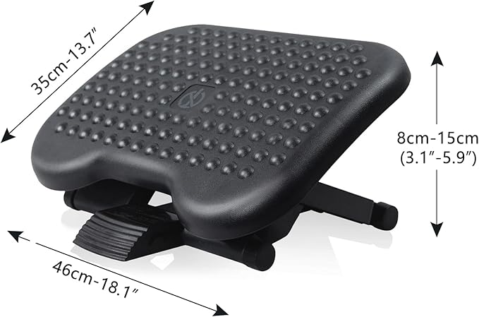 Under Desk Footrest Adjustable Height Comfy Foot Rest with 30 Degree Angle Adjustment for Comfort Home, Office Pressure Relief 18×14 inch