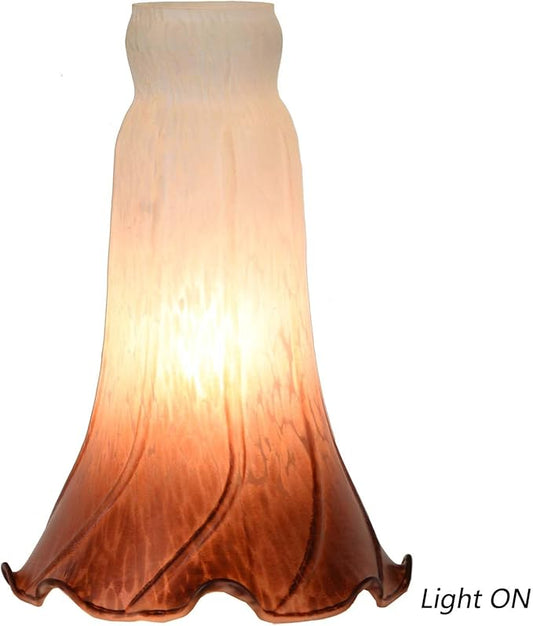 Bieye LS09 Lily Flower Blown Glass Lampshade (White Brown, Opening I.D. 1.26" x O.D. 1.5")