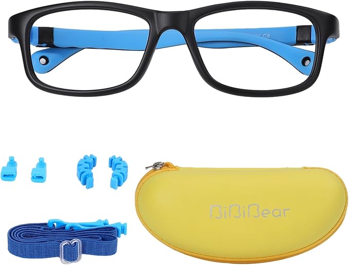 BiBiBear Toddler/Kids/Teens Glasses - Unbreakable TR90 Frame, 180° Flexible, Lightweight & Safe Glasses for Kids Age 2-15