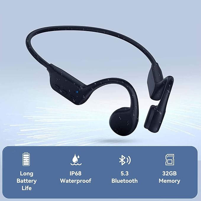 NANKA Runner Pro2 Bone Conduction Headphones, IP68 Swimming Headphones with MP3 Player Built-in 32G Memory for Swimming Cycling Sports
