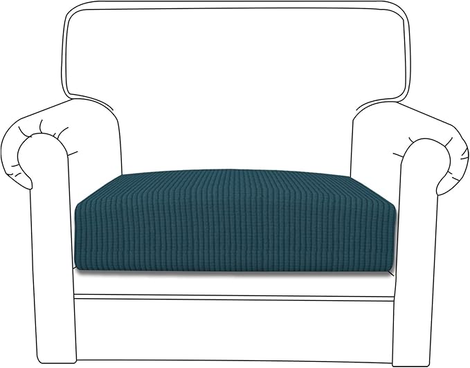 Easy-Going Stretch Chair Cushion Cover Sofa Cushion Furniture Protector Sofa Seat Sofa Slipcover Sofa Cover Soft Flexibility with Elastic Bottom(Chair Cushion, Deep Teal)