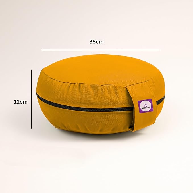 Yogikuti Meditation Cushion – 100% Pure Cotton Zafu for Comfortable Meditation & Yoga – Floor Sitting Pillow for Mindfulness & Support