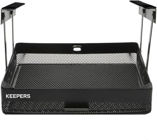 Everything Keeper - Organizer for Home, Kitchen, Bathroom, RV, Small Spaces - Storage Organizers - Compact Metal Basket - Under Cabinet Holder - Easy Install - Holds Strong - 13 x 10 x 2.5 in - Black