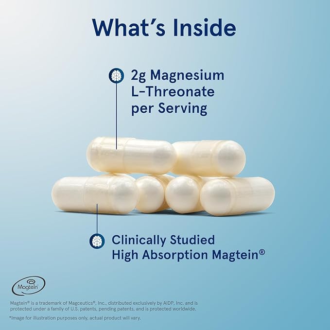 Jarrow Formulas MagMind - 90 Capsules - Includes Magnesium L-Threonate (Magtein) - Supports Brain Health & Function - 30 Servings (Pack of 2)