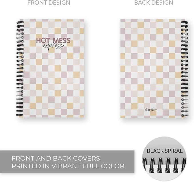 Hot Mess Express Spiral Notebook / 5.5" x 8.5" Journal / 120 Planner Pages/Durable Gloss Laminated Softcover/Black Wire-o Spiral Binding/Made in The USA