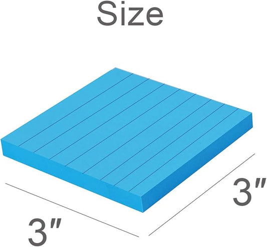 Vanpad Lined Sticky Notes 3x3 in Pastel Ruled Stickies Colorful Super Sticking Power Memo Pads, 82 Sheets/pad, 8 Pads/Pack