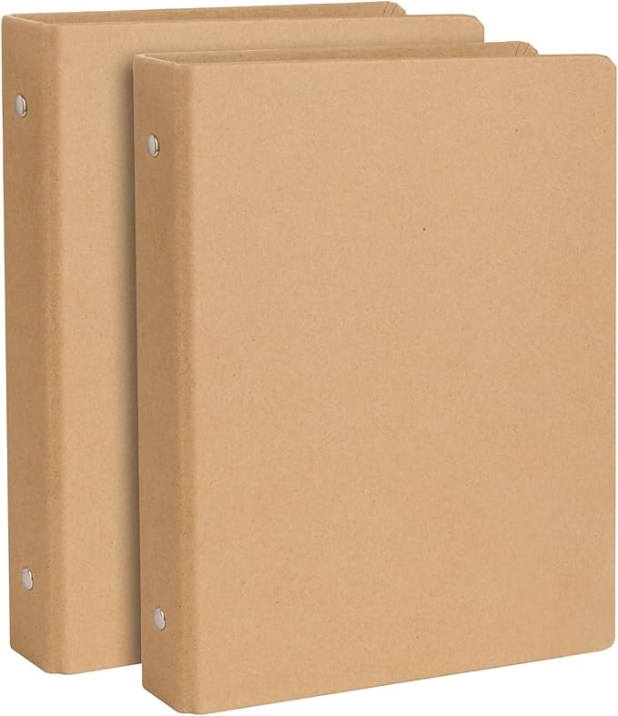 A5 Kraft Binder 6-Holds Round Ring Binder 2 Pack, Durable Binding Hard Cover Protector for Journal,Notebook,Inserted Sheets and Refill Paper,Fit for A5 6-Hole Paper,holds 200 Sheets Capacity (A5 Size)