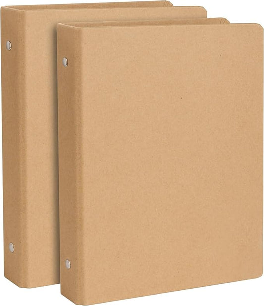 A5 Kraft Binder 6-Holds Round Ring Binder 2 Pack, Durable Binding Hard Cover Protector for Journal,Notebook,Inserted Sheets and Refill Paper,Fit for A5 6-Hole Paper,holds 200 Sheets Capacity (A5 Size)