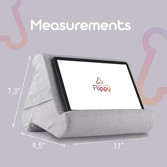Flippy Tablet Pillow Stand - Cushion Tablet Stand & Holder, Bed Support for Lap and Desk, Compatible with Phone & Book Reading: Kindle, iPad Pro, iPhone & Samsung - Greyster