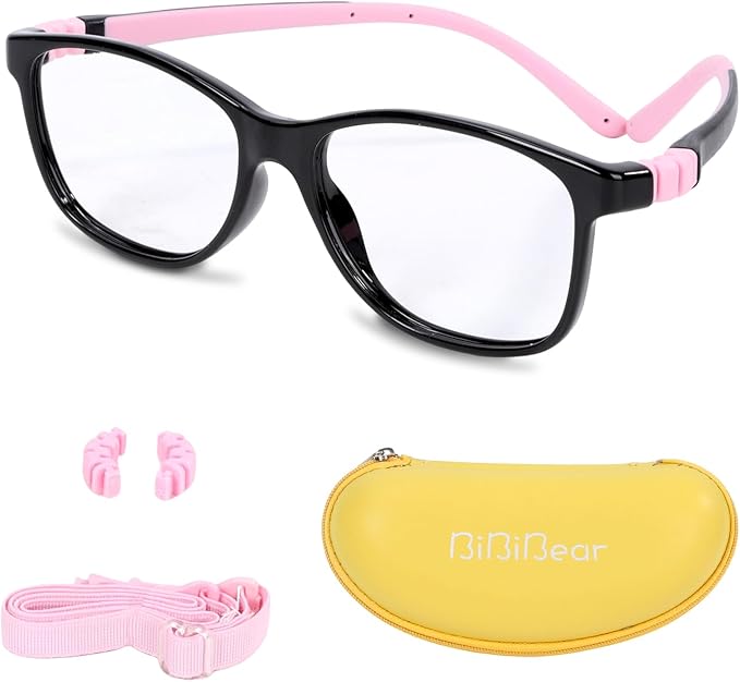 BiBiBear Toddler/Kids/Teens Glasses - Unbreakable TR90 Frame, 180° Flexible, Lightweight & Safe Glasses for Kids Age 2-15
