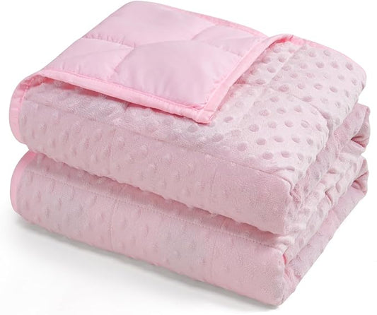 Kivik Weighted Blanket 15 lbs for Adults, Minky Dot Heavy Blankets, Microfiber Reversible Weighted Throw Blankets for All Seasons, Machine Washable, 60"x80" Queen Size, Pink