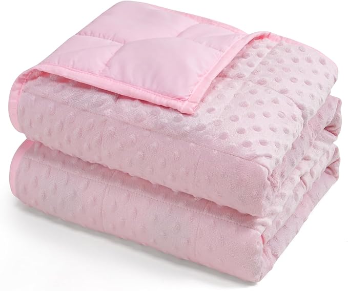 Kivik Weighted Blanket 20 lbs for Adults, Minky Dot Heavy Blankets, Microfiber Reversible Weighted Throw Blankets for All Seasons, Machine Washable, 60"x80" Queen Size, Pink