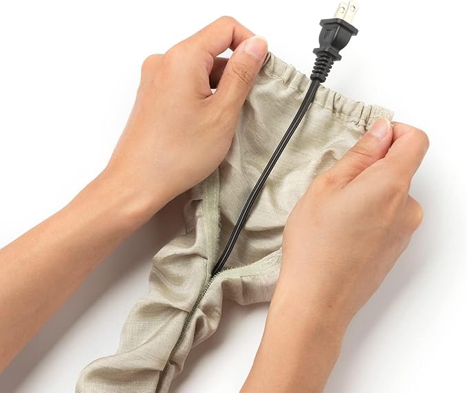 2 Pcs Fabric Cord Cover & Chandelier Chain Cover Each 6 Feet Long, Easy to Install, Ideal for Chandeliers, Lighting, Wire, Cable Management and Hiding (Grey)