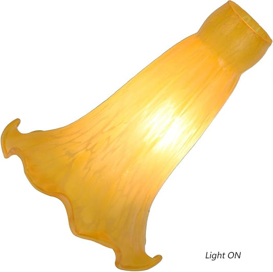 Bieye LS98S Lily Flower Blown Glass Lampshade (Yellow, Opening I.D. 0.87" x O.D. 1")