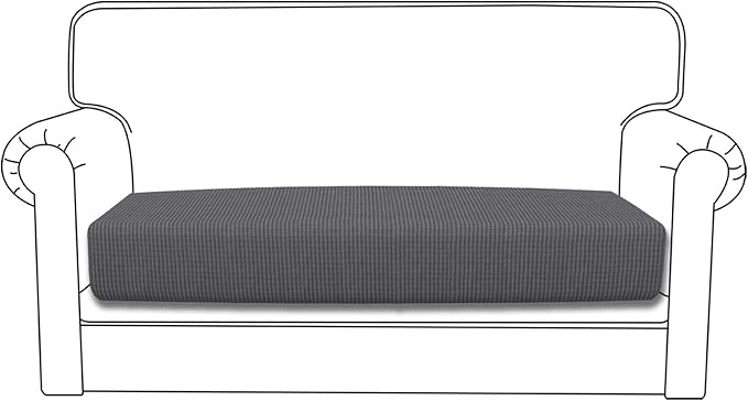 Easy-Going Stretch Loveseat Cushion Cover Sofa Cushion Furniture Protector Sofa Seat Sofa Slipcover Sofa Cover Soft Flexibility with Elastic Bottom(Loveseat Cushion, Grey)