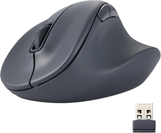 ELECOM Wireless Ergonomic Shape Mouse, 2.4GHz with Mini USB Receiver, Silent Click, Right Hand 2000DPI, 5 Buttons, Optocal Sensor, Compatible with PC, Mac, Laptop, EX-G, Lsize Black (M-XGL30DBSKBK)