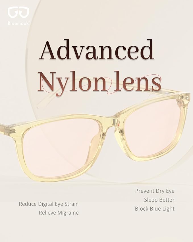 Bloomoak Rose Migraine Glasses, FL- Flex Light Sensitivity Relief Glasses for Fluorescent LED Glare,Photophobia, Eye Strain