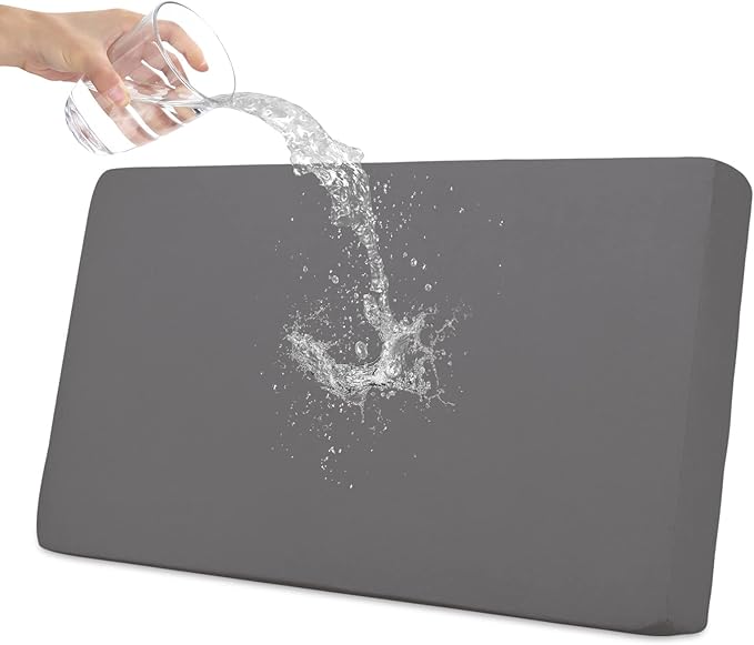 Easy-Going 100% Waterproof Loveseat Sofa Seat Cushion Slipcovers Couch Cushion Cover Stretch Furniture Protector for Kids, Pets (Loveseat Cushion, Light Gray)