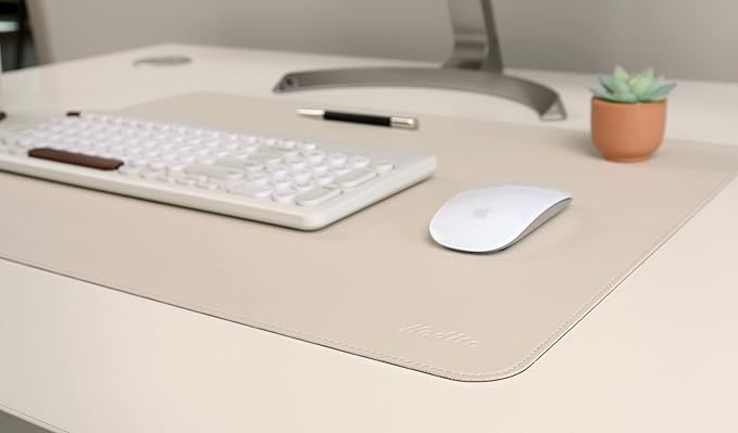 Dual-Sided Leather Desk Pad,Blotter for Laptop Computer,Mouse Pad,Writing,Drawing,Arts and Craft Mat (17"x24", Beige/Brown)