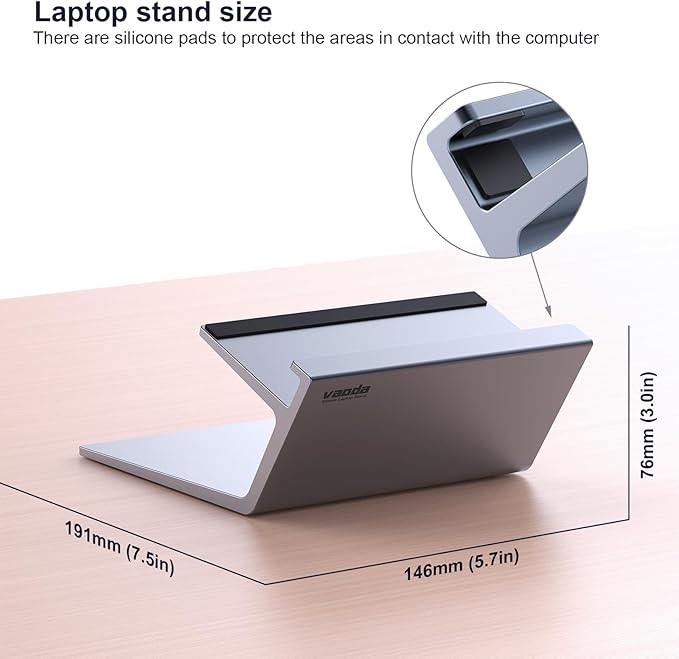 Laptop Stand, Aluminum Notebook Holder Riser Heat-Vent for MacBook Air/Pro, Dell, HP, Lenovo, Microsoft Surface, Samsung 11-16 inches Notebook