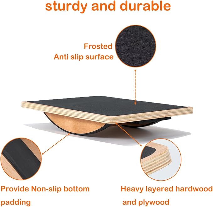 Balance Board Professional Wobble Board for Adults Anti-Slip 350LBS Balance Boards for Physical Therapy Standing Desk Core Strength Wooden Balance Board Rocker Board