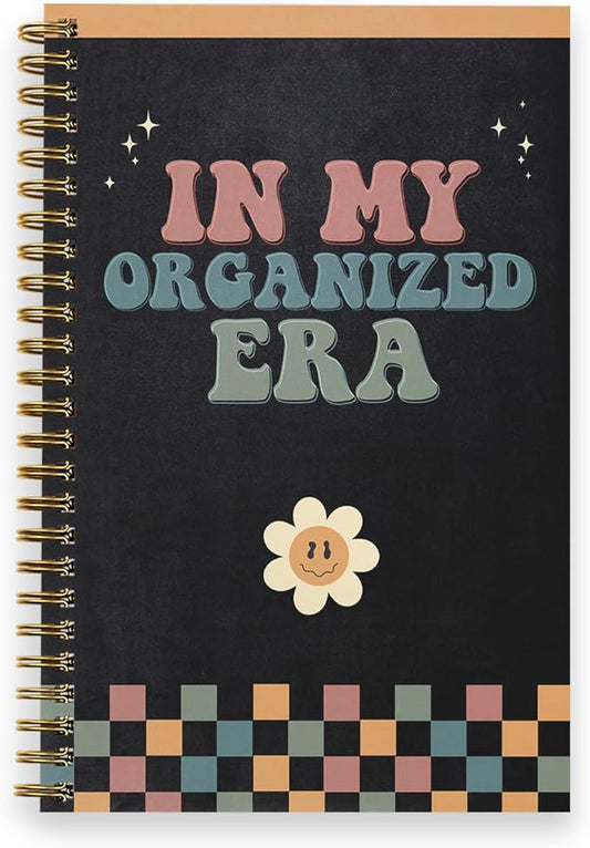 in My Organized Era Planner / 5.5" x 8.5" Rainbow Checkered Spiral Notebook / 120 Daily Planner Pages/Durable Twin Loop Gloss Laminated Cover/Gold Wire-o Spiral/Made in The USA