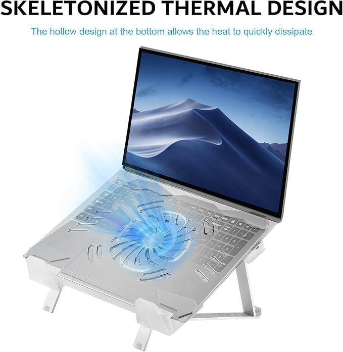 Laptop Cooler LED Light Laptop Stand with fan2 USB Ports, for 14-17inch laptops, Height StandErgonomically Gaming Laptop Cooling pad Rose Gold/2