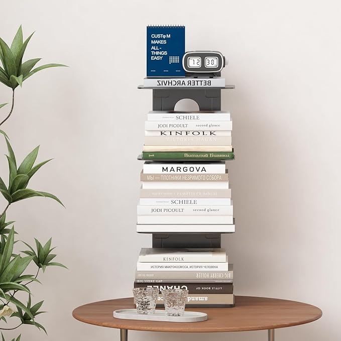 UMDONX Desktop Bookshelf Organizer Large Capacity Standing Desk Storage Rack for Books, Notebooks, Office Supplies & Decor – Easy to Assemble Space-Saving Book Organizer for Home & Office Black