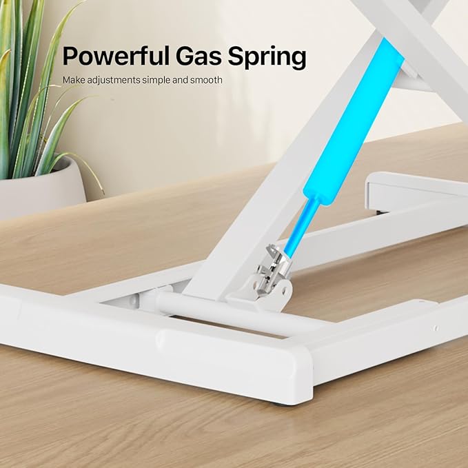 Standing Desk Converter 32 inch, Height Adjustable Sit Stand Desk Riser, Quick Sit to Stand Tabletop Dual Monitor Riser Workstation for Home Office with Keyboard Tray, White