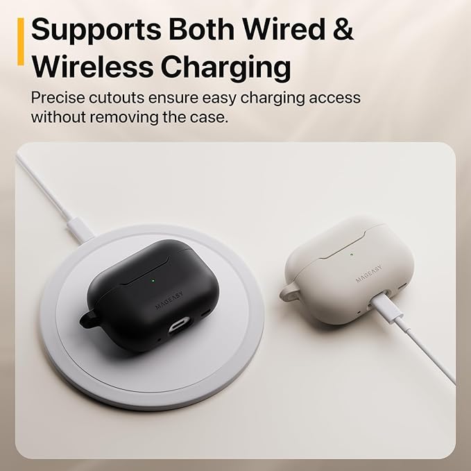 MAGEASY Designed for AirPods Pro 2 Case - Shockproof Protective Case for AirPods Pro & Pro 2, Stain-Resistant, Smooth & Skin-Friendly, Support Wireless Charging - Skin (Black)