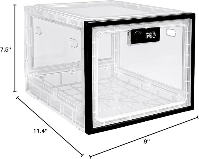 Medicine Lock Box for Safe Medication, Premium Material Lockable Storage Box Locking Organizer Bin with Combination Code for Fridge Food/Snacks/Phone/Tablet Jail/Home/Office Storage Lockers