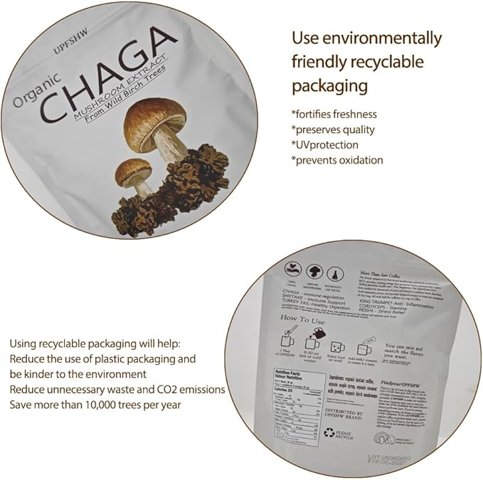 Mushroom Coffee-Chaga Coffee, Classic Recipe+Organic Birch Brown Hole Extract (30 servings per pack)