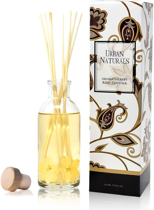 Urban Naturals Vanilla Orchid and Almond Scented Reed Diffuser Oil Set | Rich, Nutty Fragrance with Almond, White Orchid, Coconut Milk, Vanilla and Amber | Great Holiday Home Air Freshener