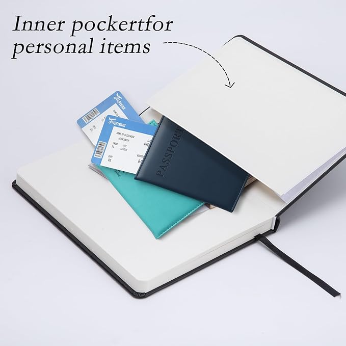 deli 6-Pack Black Lined Journal Notebook, 160 Pages Hardcover Writing Notebook, A5 (5.5"x8.2") College Ruled Notebook for Office, School, Work Notes