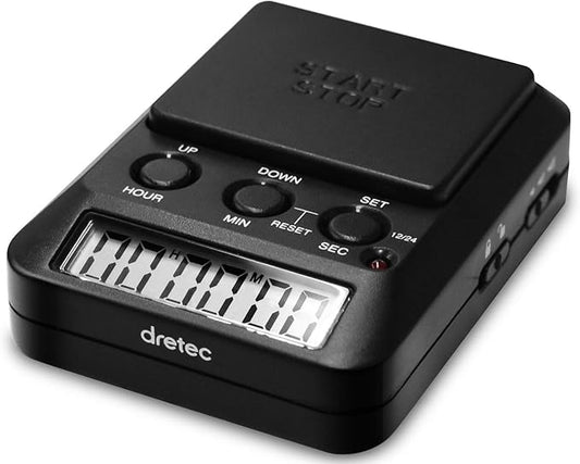 dretec Learning Timer, for Studying, Large Button, Count Function Until The Target Date, Black, Officially Tested in Japan(1 Starter AAA Battery Included)