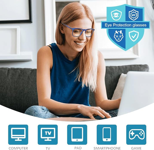 Blue Light Blocking Glasses, Blue Blocker Computer Glasses for Men Women, Anti Glare 400 UV & Eye Strain Fake Square Glasses
