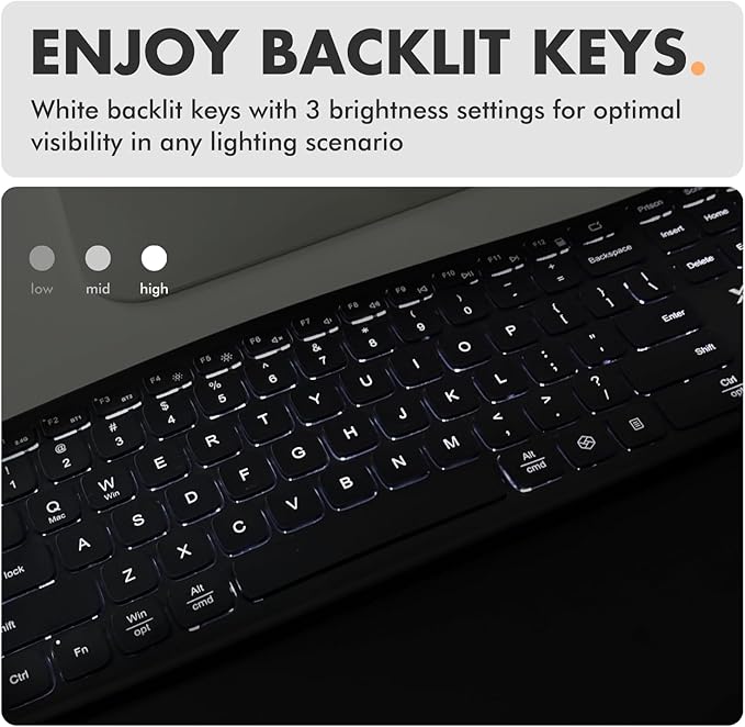 X9 Wave Backlit Wireless Keyboard and Mouse (Bluetooth + 2.4G) Ergonomic Keyboard and Mouse Wireless Combo with Detachable Wrist Rest, Rechargeable, Full-Size Set for Phone, Computer, Laptop, Mac
