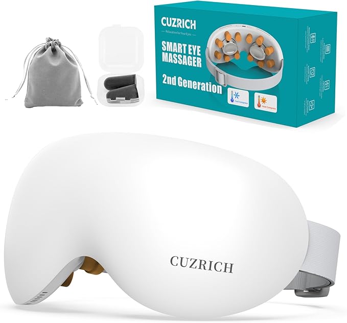 Eye Massager with Heat and Cooling Vibration for Relaxation Cool Massaging Eye Mask Electric Smart Heated and Cold Therapy Portable Eyemask Massage