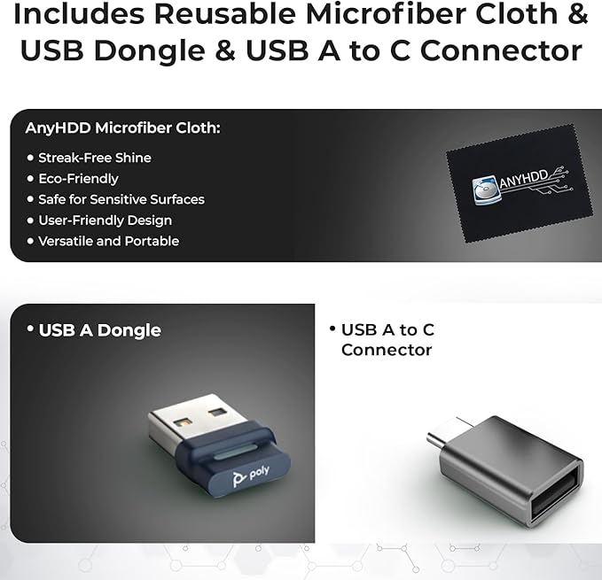 Poly Voyager 4310 UC Wireless Headset + Charge Stand - Connect to PC/Mac & Cell Phone, Single-Ear Headset with Mic + Charging Station + USB A to C Adapter + USB C-C Cable + Pouch + Microfiber Cloth