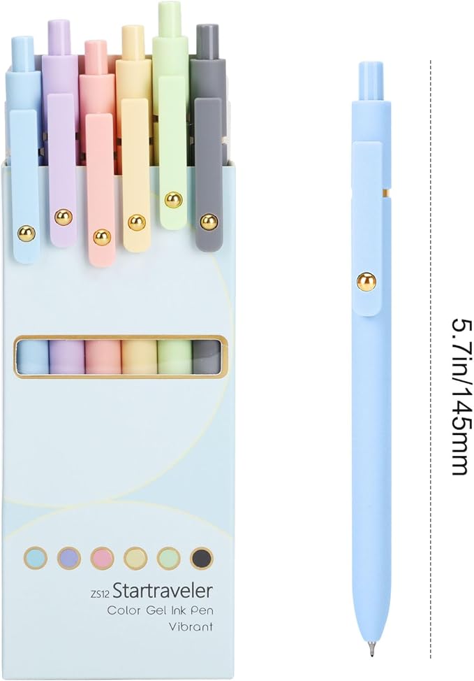 FIOVER Colored Pens, 12 Pack Colorful Gel Pens, Quick-Dry 0.7mm Medium Point for Journaling, Note Taking, Doodling, Aesthetic Office School Supplies, Gifts for Women Men(12PCS Multiple Colors)