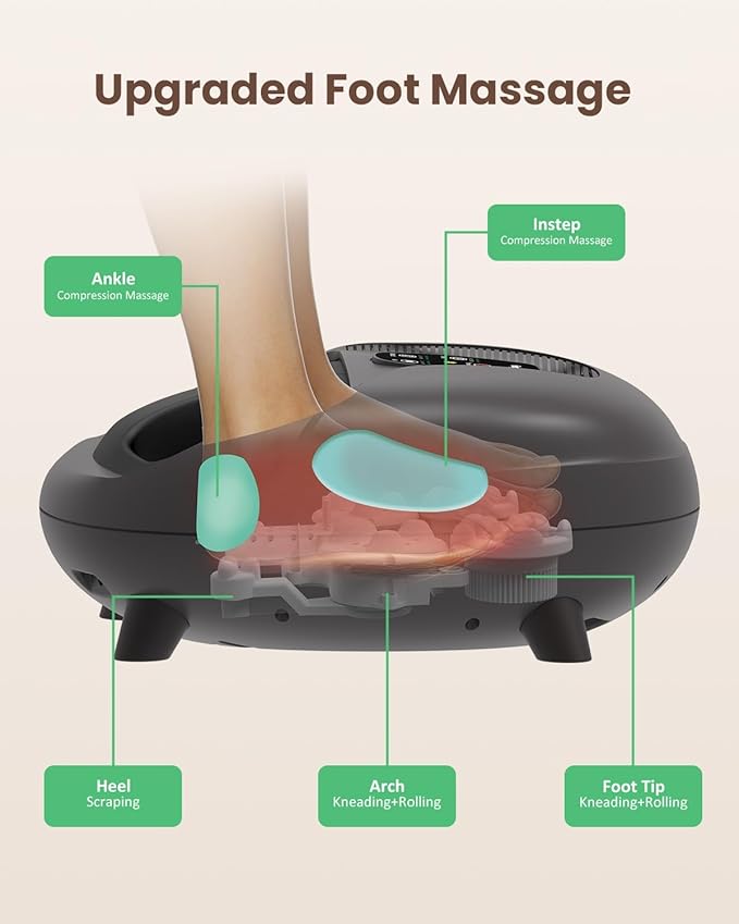 Shiatsu Foot Massager Machine with Heat,Feet Massager for Plantar Fasciitis Neuropathy, Soles & Instep Heating, Remote Control, Up to Men Size 14, Gift for Mom Dad