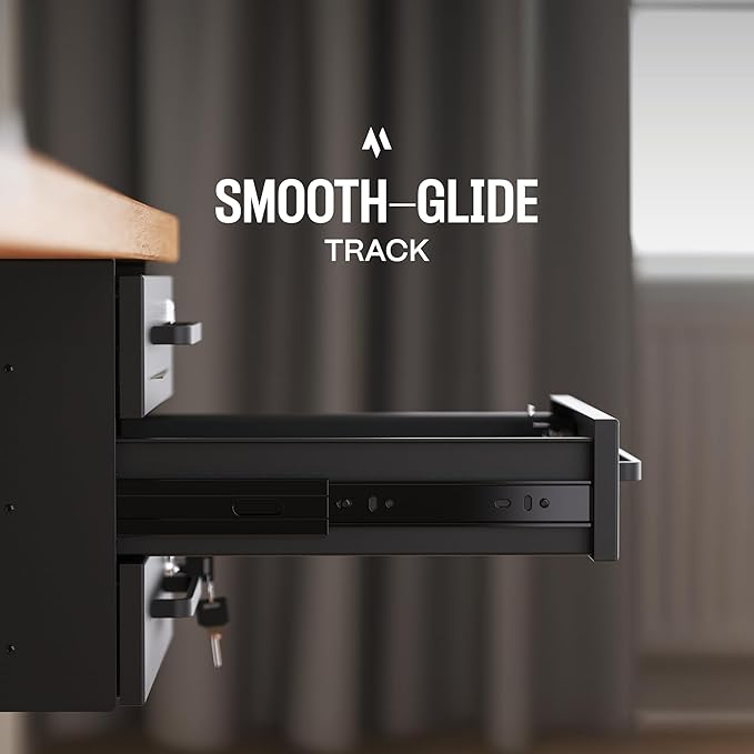 Under Desk Drawer Slide-Out - Lockable Metal Storage Drawers with Cable Management for Office & Home (Triple, Non-Bracketed)